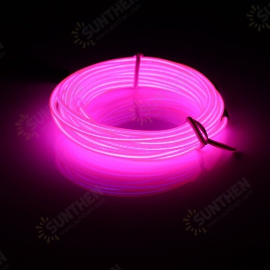 3M EL Led Flexible Soft Tube Wire Neon Glow Car Rope Strip Light Xmas Decor DC12V