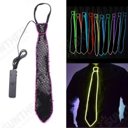 Battery Powered LED Light Up El Wire Tie Adjustable Necktie for Party Halloween Wedding DC3V Battery Powered LED Light Up El Wire Tie Adjustable Necktie for Party Halloween Wedding DC3V