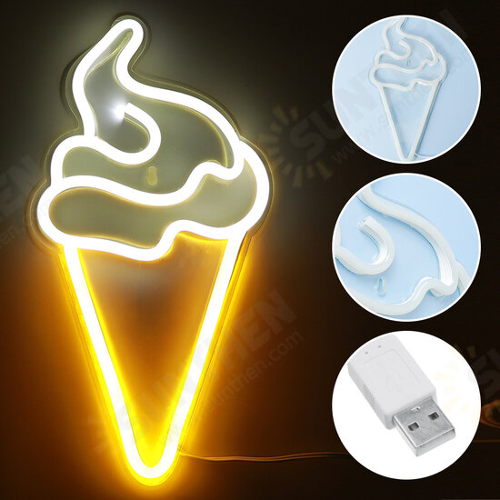 Ice cream LED Neon Sign Light Visual Artwork Night Light Wall Lamps Bedroom Home