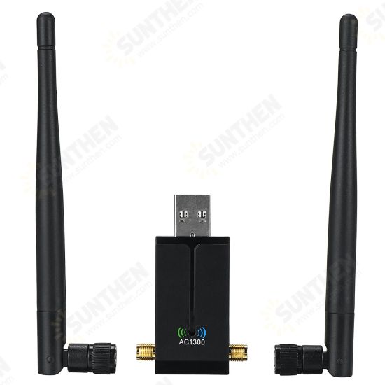 1300M Wireless Network Card USB3.0 Wifi Adapter Dual-band 2.4G/5G 1300Mbps W/Antenna Through the Wall Gigabit Network Card WIFI Receiver Transmitter