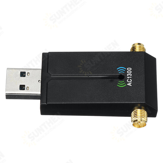 1300M Wireless Network Card USB3.0 Wifi Adapter Dual-band 2.4G/5G 1300Mbps W/Antenna Through the Wall Gigabit Network Card WIFI Receiver Transmitter