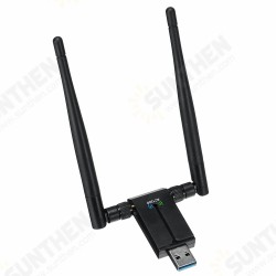 1300M Wireless Network Card USB3.0 Wifi Adapter Dual-band 2.4G/5G 1300Mbps W/Antenna Through the Wall Gigabit Network Card WIFI Receiver Transmitter 1300M Wireless Network Card USB3.0 Wifi Adapter Dual-band 2.4G/5G 1300Mbps W/Antenna Through the Wall Gigabit Network Card WIFI Receiver Transmitter