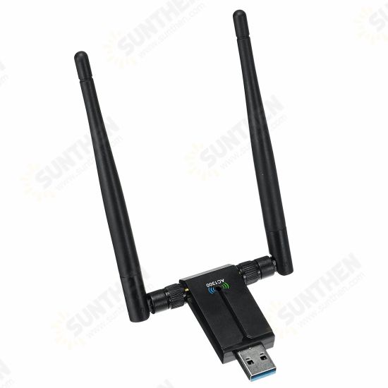 1300M Wireless Network Card USB3.0 Wifi Adapter Dual-band 2.4G/5G 1300Mbps W/Antenna Through the Wall Gigabit Network Card WIFI Receiver Transmitter