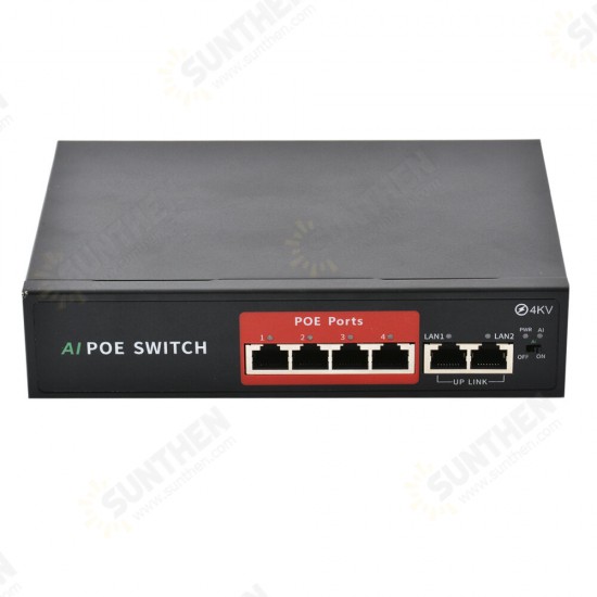 6 Port Ethernet Switch POE Network Switch Ethernet Splitter 10/100Mbps 250m 48V Transmission Network for Wireless AP Monitor Camera Router