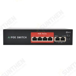 6 Port Ethernet Switch POE Network Switch Ethernet Splitter 10/100Mbps 250m 48V Transmission Network for Wireless AP Monitor Camera Router 6 Port Ethernet Switch POE Network Switch Ethernet Splitter 10/100Mbps 250m 48V Transmission Network for Wireless AP Monitor Camera Router