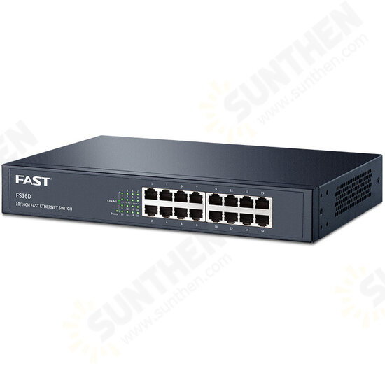 16 Port Unmanaged Ethernet Switch Network Switch Metal Ethernet Splitter Traffic Optimization Desktop Plug and Play