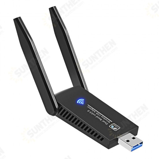 1300Mbps USB3.0 WiFi Adapter 802.11ac Dual Band 2* 5dBi Antenna Wireless Network Card WiFi Dongle Transmitter Receiver