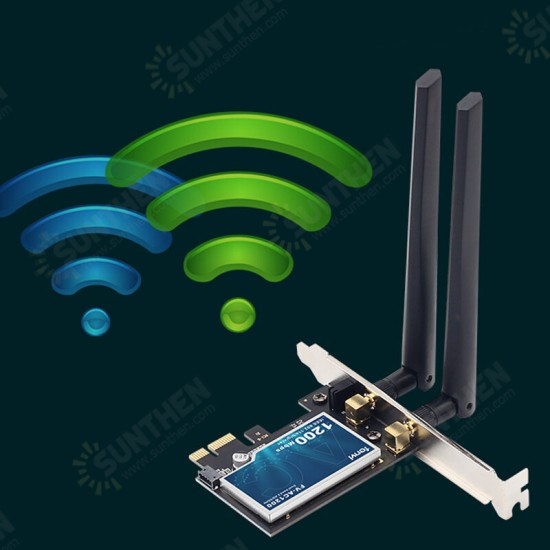 Wireless Dual Band PCIe WiFi Adapter Network Card 1200Mbps 2.4GHz 5GHz bluetooth 4.0 Card for Windows 7/8/10