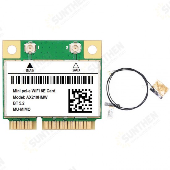 AX210HMW WiFi 6E Wireless Network Card 5G Dual Band 2400Mbps WiFi Card Mini-pcie 5.2 bluetooth