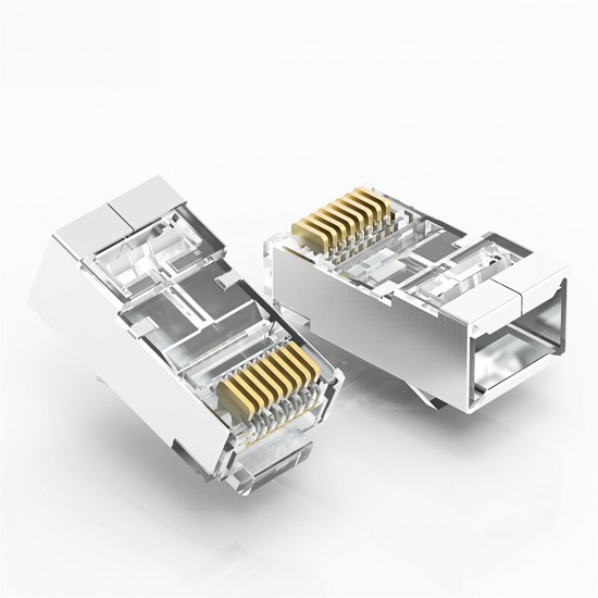 IDAR0 50 Pcs/set Cat5E RJ45 Modular Plug Connector Ethernet Cable Head Plug Gold-plated for Network 8P8C RJ 45 Crimper Connectors