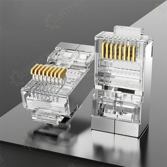 IDAR0 50 Pcs/set Cat5E RJ45 Modular Plug Connector Ethernet Cable Head Plug Gold-plated for Network 8P8C RJ 45 Crimper Connectors