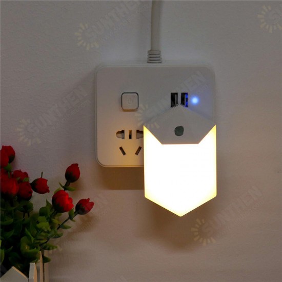 0.5W 6 LED Light-controlled Night Light Wall Hallway Bathroom Bedroom Kid Warm White Lamp AC110-240V