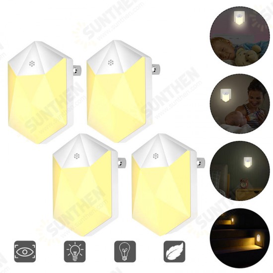 0.5W 6 LED Light-controlled Night Light Wall Hallway Bathroom Bedroom Kid Warm White Lamp AC110-240V