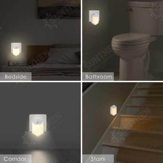 0.5W Light Sensor Plug-in LED Night Wall Lamp For Baby Kid Bedroom Home AC100-240V