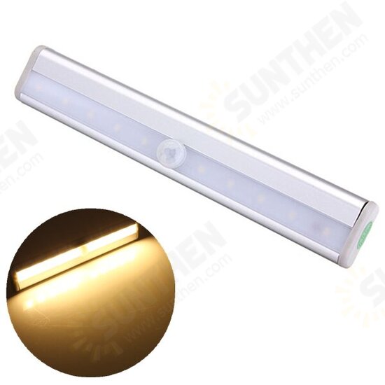 10 LED PIR Motion Sensor Light For Cabinet Wardrobe Bookcase Stairway