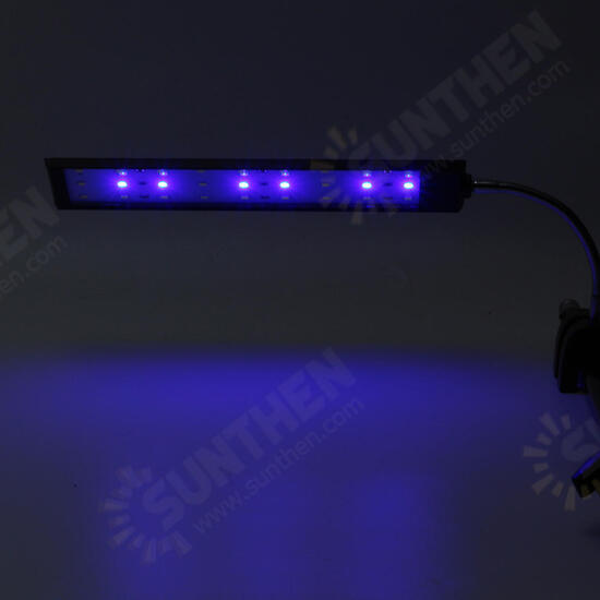 100-240V 10W Clip-on LED Aquarium Light Fish Tank Decoration Lighting Lamp with White & Blue LEDs, Touch Control, 2 Modes