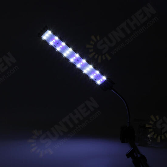 100-240V 10W Clip-on LED Aquarium Light Fish Tank Decoration Lighting Lamp with White & Blue LEDs, Touch Control, 2 Modes