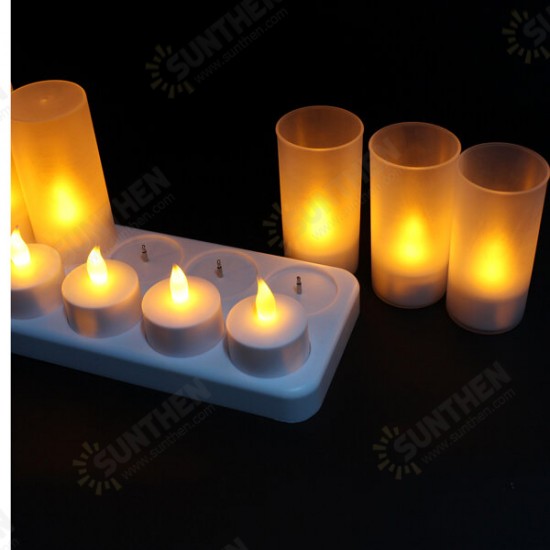 12 LED Night Rechargeable Flameless Candle Light For Xmas Party