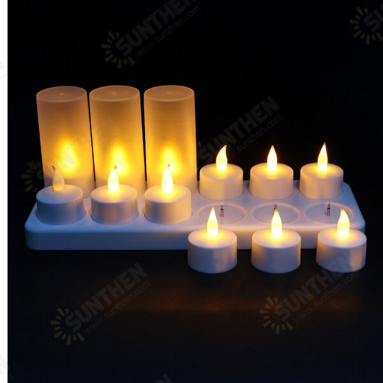 12 LED Night Rechargeable Flameless Candle Light For Xmas Party