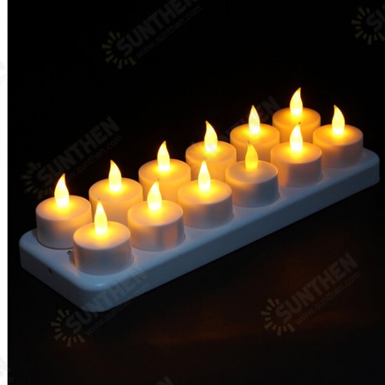 12 LED Night Rechargeable Flameless Candle Light For Xmas Party