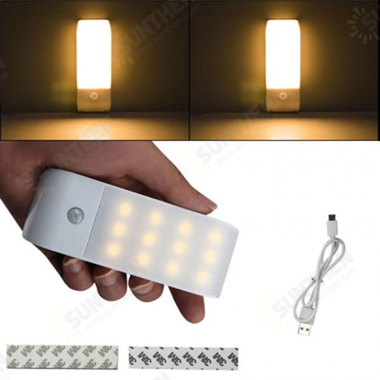 12 LED USB Rechargeable Kitchen PIR Motion Sensor LED Light Bedroom Portable Wireless Wall Lamp Night Light LED Lights For Home