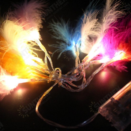 1.2M 10 LED Feather String Lights Christmas Tree Pendant Lamps DIY Party Decoration