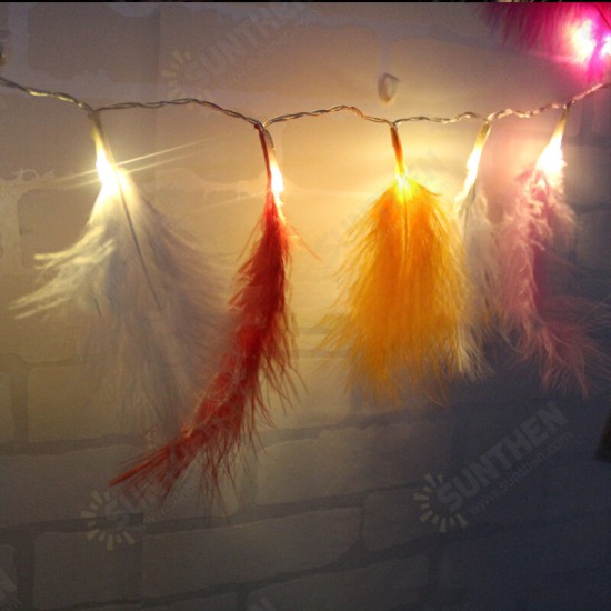 1.2M 10 LED Feather String Lights Christmas Tree Pendant Lamps DIY Party Decoration