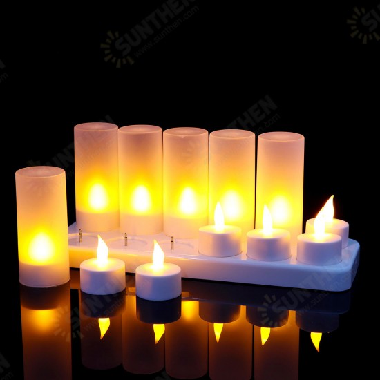 12PCS LED Rechargeable Candle Lamps Flameless Warm Tea Light Decoration