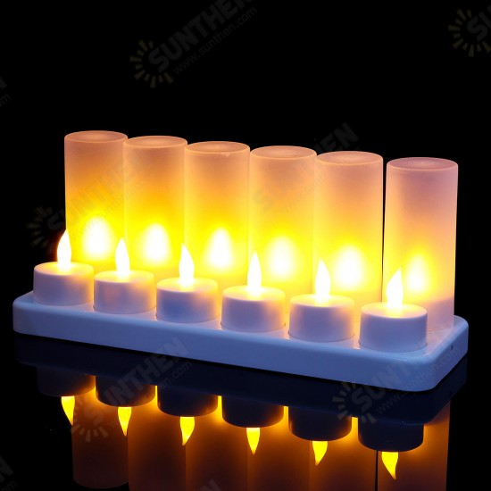 12PCS LED Rechargeable Candle Lamps Flameless Warm Tea Light Decoration