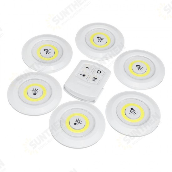 1/3/6pcs LED Wireless Stick On LED Tap Light Bright Remote Battery Cabinet Closet Night Lamp