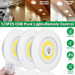1/3PCS Under Cabinet Lights Closet Kitchen Counter COB Puck Light+Remote Control 1/3PCS Under Cabinet Lights Closet Kitchen Counter COB Puck Light+Remote Control
