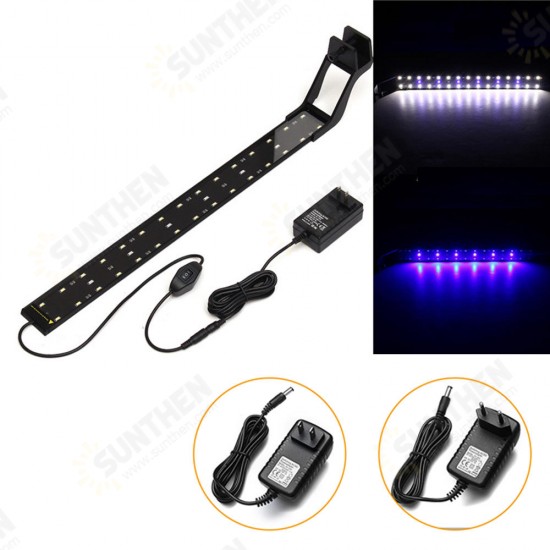 14W 53cm Blue & White LED Adjustable Aquarium Fish Tank Lamp Super Slim Clip On Light