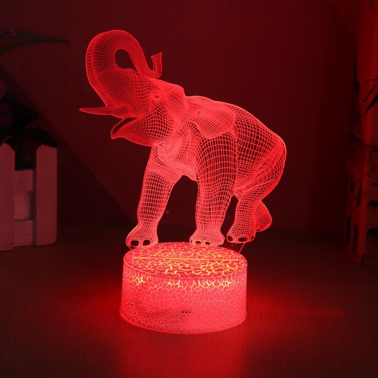 16 Colors 3D LED Night Light Touch Switch Elephant Table Bedroom Lamp Home Decor