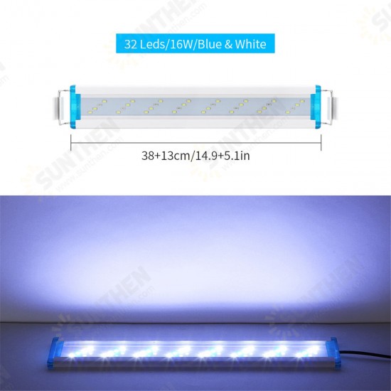 18-48CM Fish Tank Lamp Aquarium LED Lighting With Extendable Brackets White And Blue LEDs Fits for Aquarium