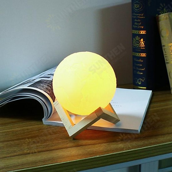 18cm 3D Earth Lamp USB Rechargeable Touch Sensor Color Changing LED Night Light Gift DC5V