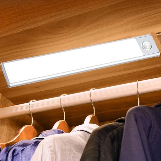 20CM Magnetic Cabinet Light Closet Motion Sensor + Touch Wardrobe Lights USB Charging Closet Lights for Bathroom Bedroom Night Light