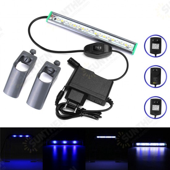 20cm 18 LED Fish Tank Aquarium Light White Blue Lamp Clip on Waterproof Bar AC110-240V