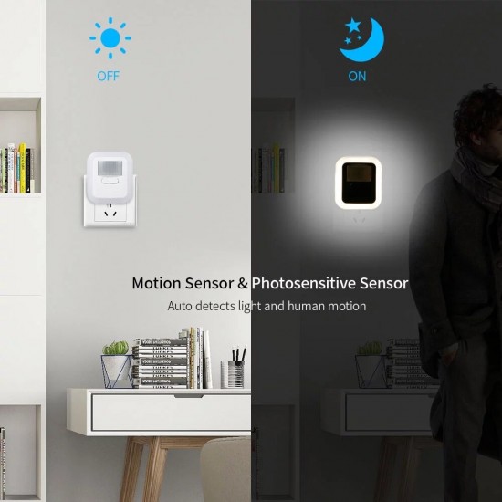 2.4W Light Control 10 Gears Dimming Delay Human Body Intelligent Induction Sound and Light Remote Control Energy Saving Brightness Night Light Bedroom