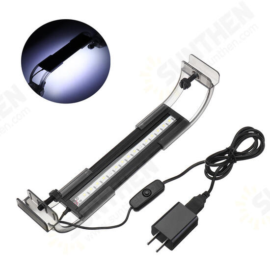 2.5W 18cm Adjustable 2835 LED Aquarium Fish Tank Super Slim Light Lamp Black