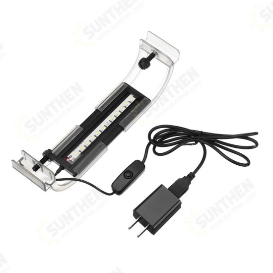 2W 13cm Adjustable 2835 LED Aquarium Fish Tank Super Slim Light Lamp Black