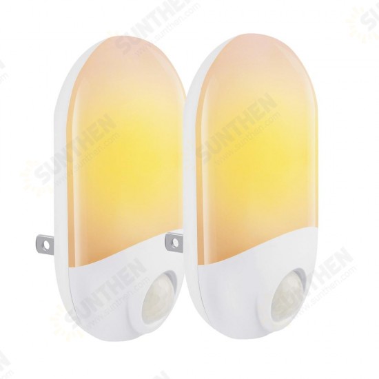 2pcs 0.7W Light Sensor & PIR Motion LED Night Wall Lamp For Baby Kid Bedroom AC100-240V