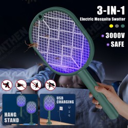 3000V 3 In 1 Electric Insect Swatter Zapper USB Rechargeable Mosquito Swatter 3000V 3 In 1 Electric Insect Swatter Zapper USB Rechargeable Mosquito Swatter