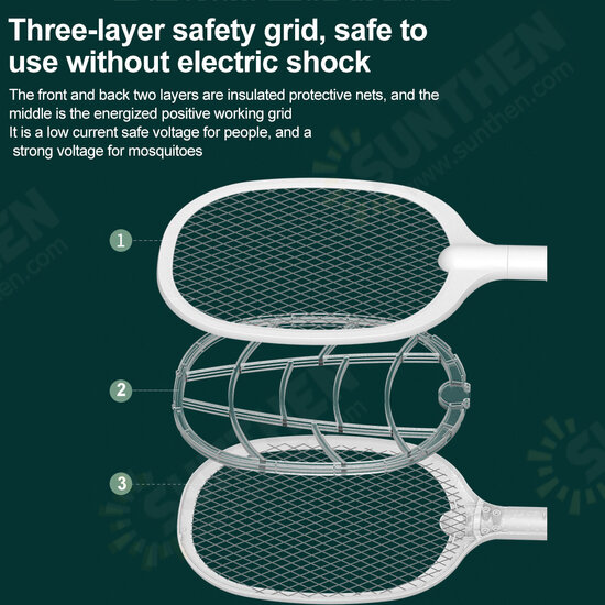 3000V 3 In 1 Electric Insect Swatter Zapper USB Rechargeable Mosquito Swatter 3000V 3 In 1 Electric Insect Swatter Zapper USB Rechargeable Mosquito Swatter