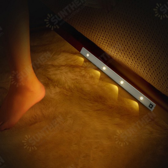 30/40/60/80CM Smart Human Body Sensor LED Cabinet Light Intelligent Ultra-thin LED Wardrobe Light USB Charging Punch-free Small Night Light