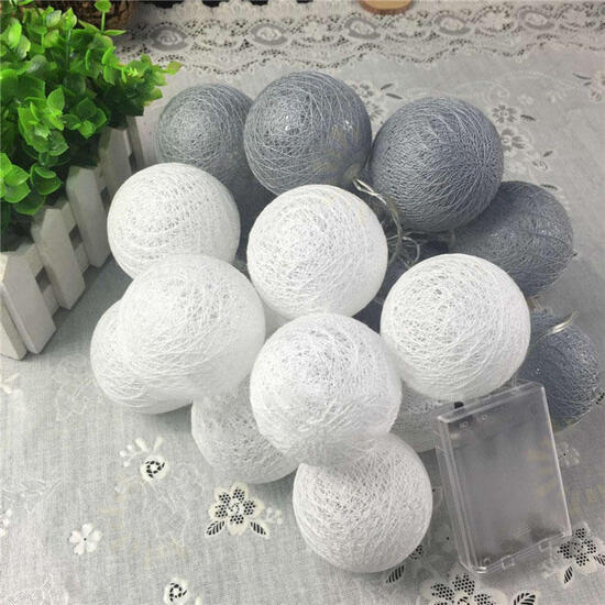 3.3M 20LED Grey Cotton Ball String Lights LED Fairy Lights for Festival Christmas Halloween 3.3M 20LED Grey Cotton Ball String Lights LED Fairy Lights for Festival Christmas Halloween