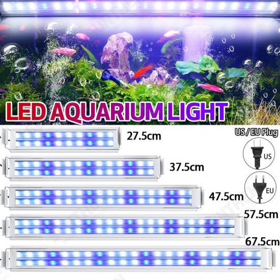 3/5/7/9W 220V US Plug Fish Tank Lamp LED Energy-Saving Blue+White Light Line Switch