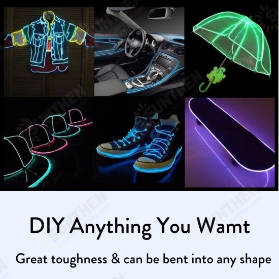 3/5m Glow EL Wire Neon LED Strip Light Auto Flexible Rope Tube Sewable Tagled Lamp Dance Party Car Decor