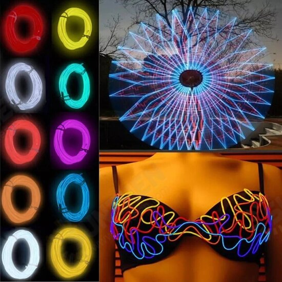 3/5m Glow EL Wire Neon LED Strip Light Auto Flexible Rope Tube Sewable Tagled Lamp Dance Party Car Decor