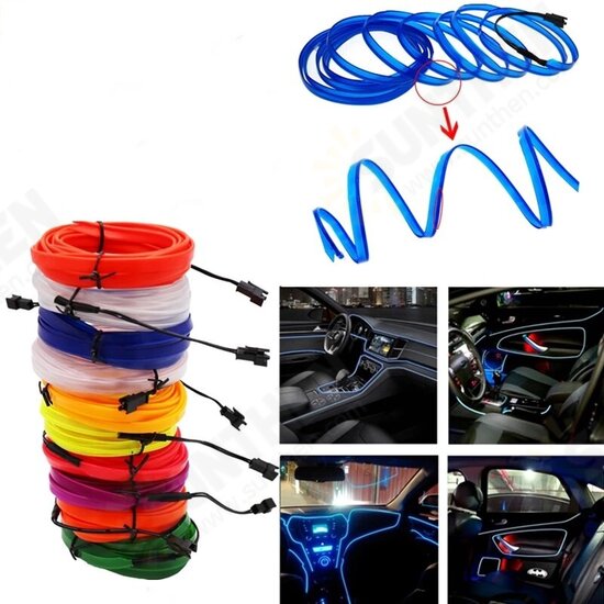 3/5m Glow EL Wire Neon LED Strip Light Auto Flexible Rope Tube Sewable Tagled Lamp Dance Party Car Decor