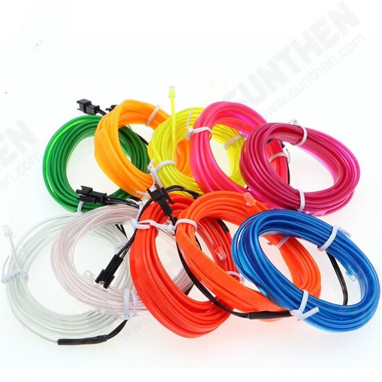 3/5m Glow EL Wire Neon LED Strip Light Auto Flexible Rope Tube Sewable Tagled Lamp Dance Party Car Decor